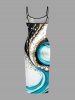 Diamond Curve Colorblock Print Hawaii Fitted Dress -  