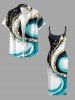 Diamond Curve Colorblock Print Hawaii Fitted Dress -  