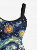 Halloween Pumpkin Moon Swirl Wizard Print Tank Dress(Adjustable Shoulder Strap) -  