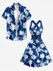 Flowers Leaf Print Crisscross Straps Bowknot Hawaii Tank Dress -  