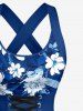 Flowers Leaf Print Crisscross Straps Bowknot Hawaii Tank Dress -  