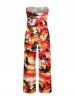 Coconut Tree Colorful Sky Print Pocket Hawaii Jumpsuit With Removable Belt and Shoulder Straps -  