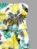 Coconut Tree Flowers Print Pocket Hawaii Jumpsuit With Removable Belt and Shoulder Straps -  