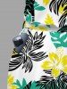 Coconut Tree Flowers Print Pocket Hawaii Jumpsuit With Removable Belt and Shoulder Straps -  