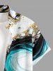 Diamond Curve Colorblock Print Buttons Pocket Hawaii Shirt For Men -  
