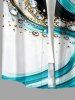 Diamond Curve Colorblock Print Buttons Pocket Hawaii Shirt For Men -  