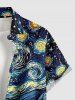 Halloween Pumpkin Moon Swirl Wizard Print Buttons Pocket Shirt For Men -  