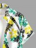 Coconut Tree Flowers Print Buttons Pocket Hawaii Shirt For Men -  