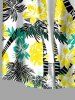 Coconut Tree Flowers Print Buttons Pocket Hawaii Shirt For Men -  