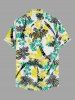 Coconut Tree Flowers Print Buttons Pocket Hawaii Shirt For Men -  