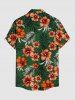 Hibiscus Flower Tropical Leaf Print Buttons Pocket Hawaii Shirt For Men -  