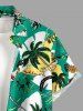 Chemise hawaïenne pour homme à imprimé tropical cocotier, ananas et feuilles, avec boutons et poche - Émeraude S