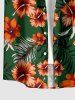 Hibiscus Flower Tropical Leaf Print Buttons Pocket Hawaii Shirt For Men -  