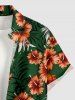 Hibiscus Flower Tropical Leaf Print Buttons Pocket Hawaii Shirt For Men -  