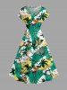 Coconut Tree Pineapple Tropical Leaf Print Drop Shoulder Hawaii Midi Dress -  