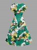 Coconut Tree Pineapple Tropical Leaf Print Drop Shoulder Hawaii Midi Dress -  