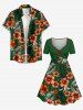 Hibiscus Flower Tropical Leaf Print Cinched Hawaii Dress -  