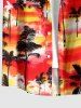 Coconut Tree Colorful Sky Print Matching Hawaii Beach Outfit For Couples -  
