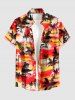 Coconut Tree Colorful Sky Print Matching Hawaii Beach Outfit For Couples -  
