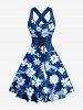 Flowers Leaf Print Matching Hawaii Beach Outfit For Couples -  