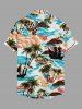 Coconut Tree Flower Sea Sailboat Print Matching Hawaii Beach Outfit For Couples -  