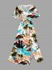 Coconut Tree Flower Sea Sailboat Print Matching Hawaii Beach Outfit For Couples -  