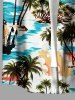 Coconut Tree Flower Sea Sailboat Print Matching Hawaii Beach Outfit For Couples -  