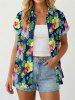 Tenue assortie de plage hawaïenne à imprimé feuilles tropicales et fleurs d'hibiscus pour couples - Vert 