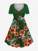 Tenue de plage hawaïenne assortie pour couple à imprimé fleur d'hibiscus et feuille tropicale - Vert profond 