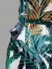 Combinaison hawaïenne à imprimé cocotier avec poches, ceinture amovible et bretelles amovibles - Turquoise Foncée L