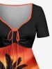 Robe hawaïenne trapèze cintrée à imprimé cocotier dégradé crépuscule - Orange Foncé L