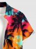 Coconut Tree Graffiti Print Hawaii Button Pocket Shirt For Men -  