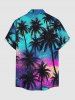 Chemise hawaïenne homme à motif cocotier et dégradé galaxie, poche boutonnée - Turquoise S