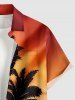 Coconut Tree Ombre Dusk Print Hawaii Button Pocket Shirt For Men -  