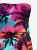 Coconut Tree Graffiti Print Hawaii Pocket Jumpsuit with Removable Belt and Shoulder Strap -  