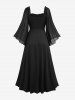 Robe grande taille à panneau ruché, volants, manches évasées et ourlet tulipe - Noir L | US 12
