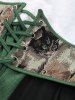 Robe grande taille médiévale Renaissance avec corset à lacets et œillets, volants et dentelle - Vert profond 2X | US 18-20