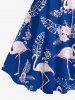 Robe débardeur hawaïenne à imprimé flamants roses et feuilles tropicales (bretelles ajustables) - Bleu 5X