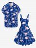 Robe débardeur hawaïenne à imprimé flamants roses et feuilles tropicales (bretelles ajustables) - Bleu 5X