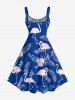 Robe débardeur hawaïenne à imprimé flamants roses et feuilles tropicales (bretelles ajustables) - Bleu 5X