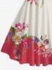 Robe à bretelles croisées avec nœud, imprimé colorblock fleurs et feuilles, style hawaïen - Rouge Rose XXXL