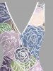 Robe portefeuille hawaïenne à imprimé fleurs et feuilles, volants et fente - Violet clair S