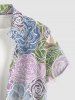 Chemise hawaïenne pour homme à imprimé fleurs et feuilles, avec boutons et poche - Violet clair 2XL