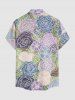Chemise hawaïenne pour homme à imprimé fleurs et feuilles, avec boutons et poche - Violet clair 2XL