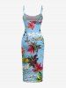 Coconut Tree Flowers Boat Print Hawaii Fitted Dress -  