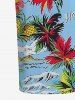 Coconut Tree Flowers Boat Print Hawaii Fitted Dress -  