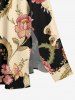 Robe midi portefeuille hawaïenne à imprimé colorblock fleurs et feuilles - café lumière 6X