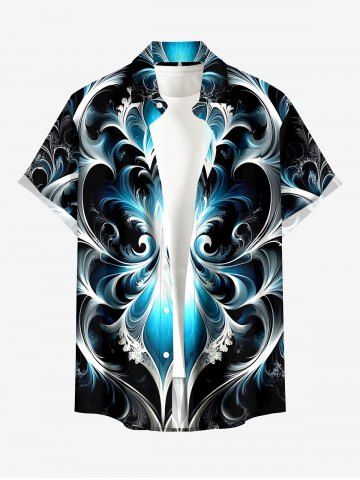 Chemise hawaïenne pour homme à imprimé floral baroque et volutes vintage, avec boutons et poche.