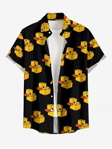 Building Blocks Chemise hawaïenne à imprimé canard et poche boutonnée pour homme