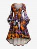 Ensemble assorti pour couple avec imprimé citrouille et fantôme d'Halloween - Orange Foncé 